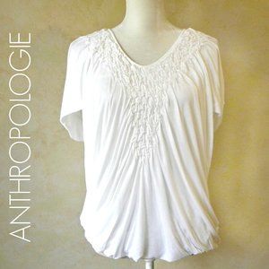 Anthro Leifsdottir White Blouson Textured Top